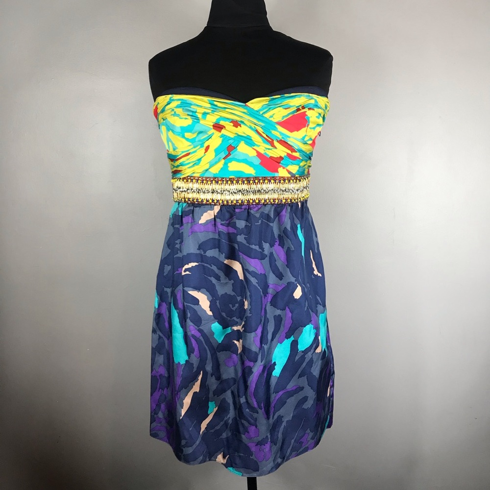 TIBI 100% silk tube mini dress size 6